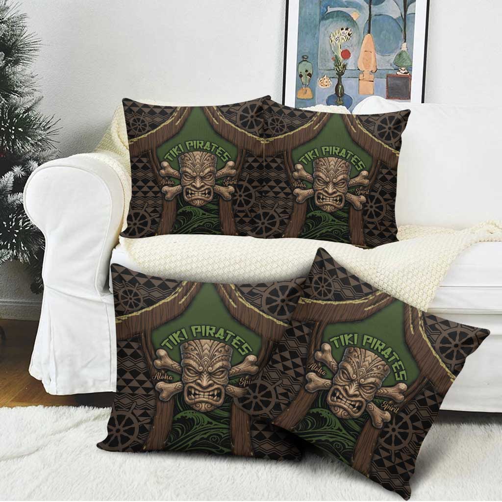 Hawaii Tiki Pirates Pillow Cover Kakau Pattern Polynesian Style