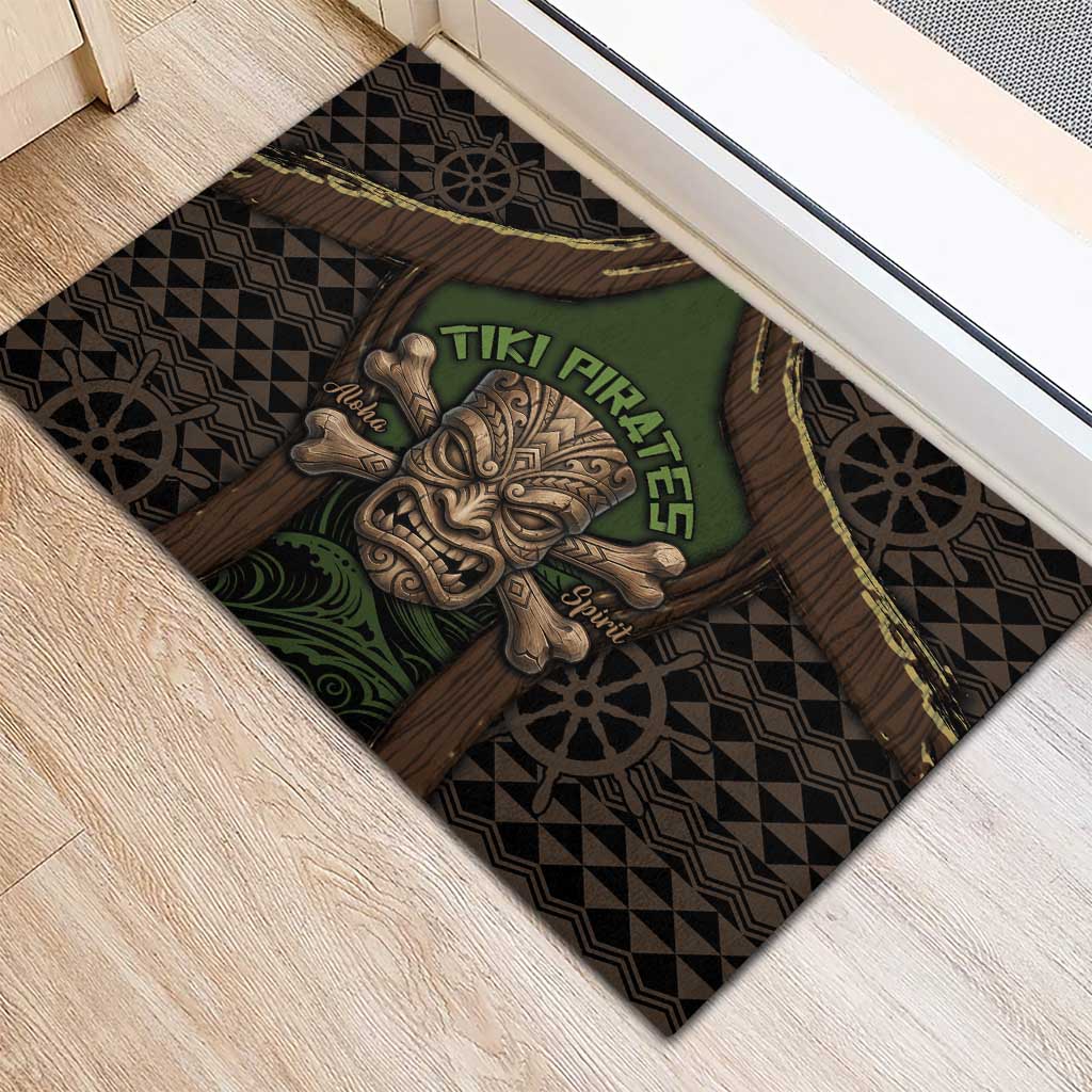 Hawaii Tiki Pirates Rubber Doormat Kakau Pattern Polynesian Style