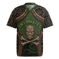 Personalised Hawaii Tiki Pirates Rugby Jersey Kakau Pattern Polynesian Style