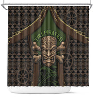 Hawaii Tiki Pirates Shower Curtain Kakau Pattern Polynesian Style