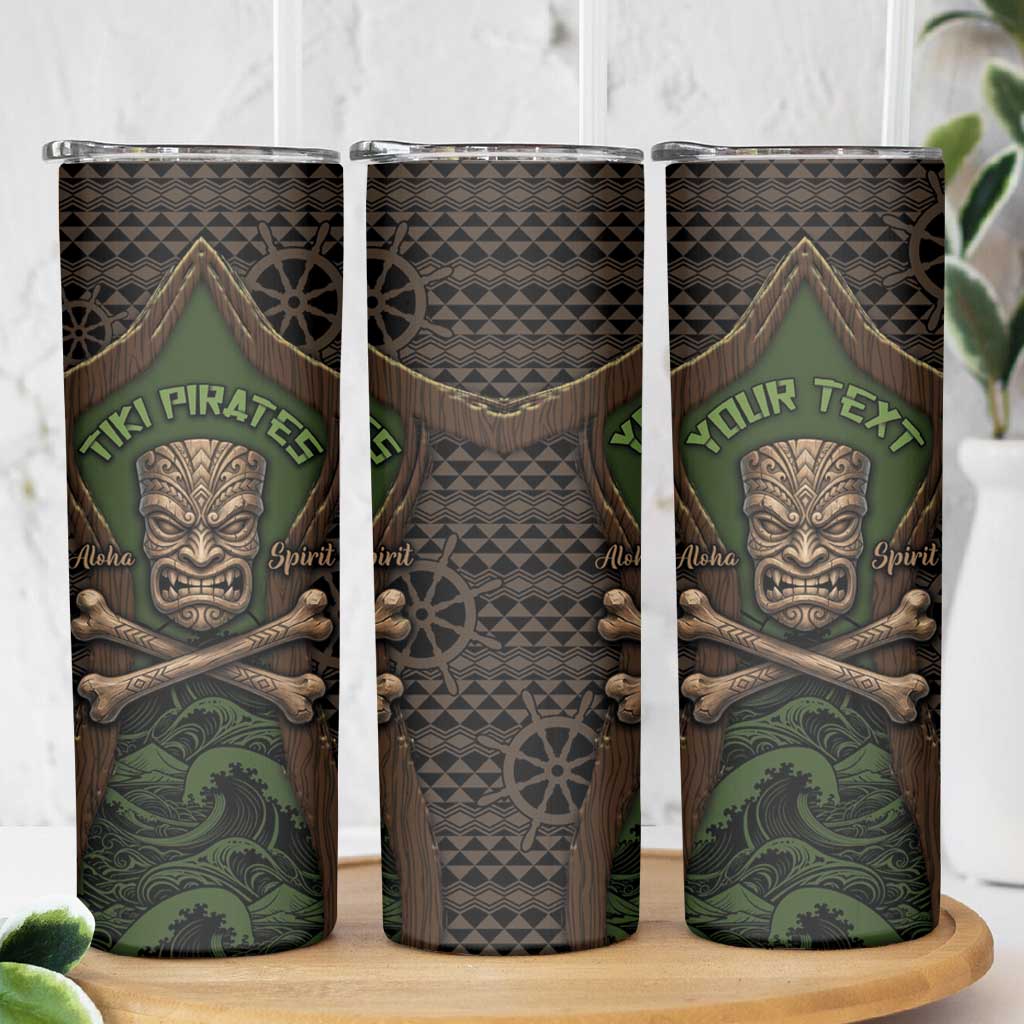 Personalised Hawaii Tiki Pirates Skinny Tumbler Kakau Pattern Polynesian Style
