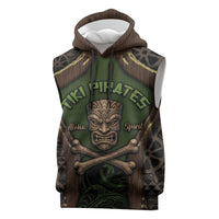 Personalised Hawaii Tiki Pirates Sleeveless Hoodie Kakau Pattern Polynesian Style