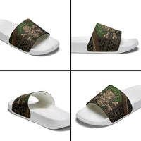 Hawaii Tiki Pirates Slide Sandals Kakau Pattern Polynesian Style