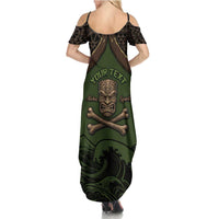 Personalised Hawaii Tiki Pirates Summer Maxi Dress Kakau Pattern Polynesian Style DT05 - Polynesian Pride