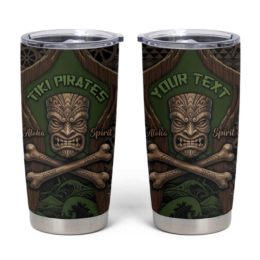 Personalised Hawaii Tiki Pirates Tumbler Cup Kakau Pattern Polynesian Style