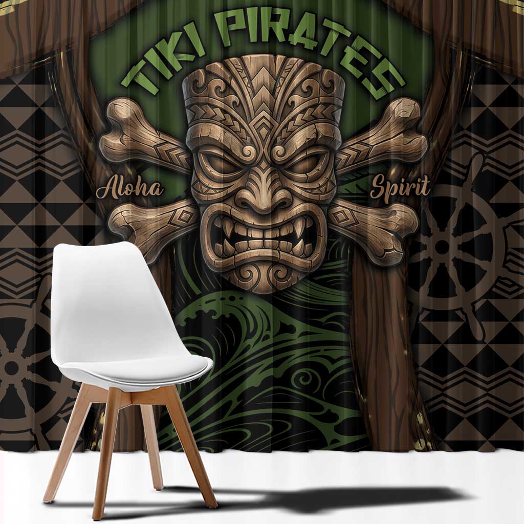 Hawaii Tiki Pirates Window Curtain Kakau Pattern Polynesian Style