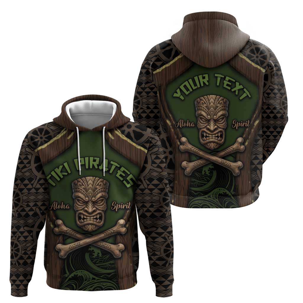Personalised Hawaii Tiki Pirates Zip Hoodie Kakau Pattern Polynesian Style