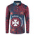 Personalised Wallis And Futuna Button Sweatshirt Hibiscus Polynesian Tribal Pattern