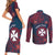 Personalised Wallis And Futuna Couples Matching Short Sleeve Bodycon Dress and Long Sleeve Button Shirt Hibiscus Polynesian Tribal Pattern