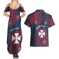 Personalised Wallis And Futuna Couples Matching Summer Maxi Dress and Hawaiian Shirt Hibiscus Polynesian Tribal Pattern DT05 - Polynesian Pride