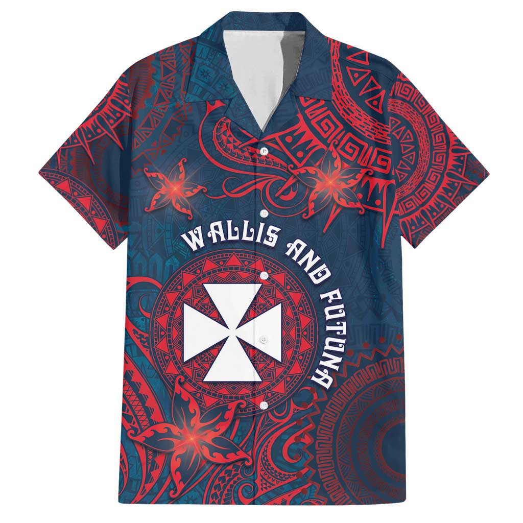 Personalised Wallis And Futuna Family Matching Long Sleeve Bodycon Dress and Hawaiian Shirt Hibiscus Polynesian Tribal Pattern DT05 Dad's Shirt - Short Sleeve Navy - Polynesian Pride