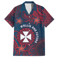 Personalised Wallis And Futuna Family Matching Long Sleeve Bodycon Dress and Hawaiian Shirt Hibiscus Polynesian Tribal Pattern DT05 Dad's Shirt - Short Sleeve Navy - Polynesian Pride