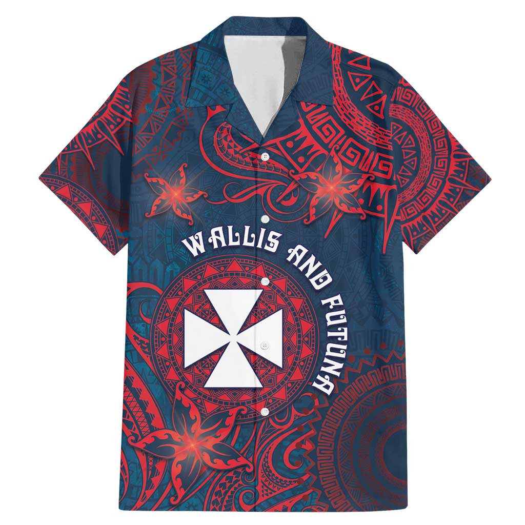 Personalised Wallis And Futuna Family Matching Mermaid Dress and Hawaiian Shirt Hibiscus Polynesian Tribal Pattern DT05 Dad's Shirt - Short Sleeve Navy - Polynesian Pride