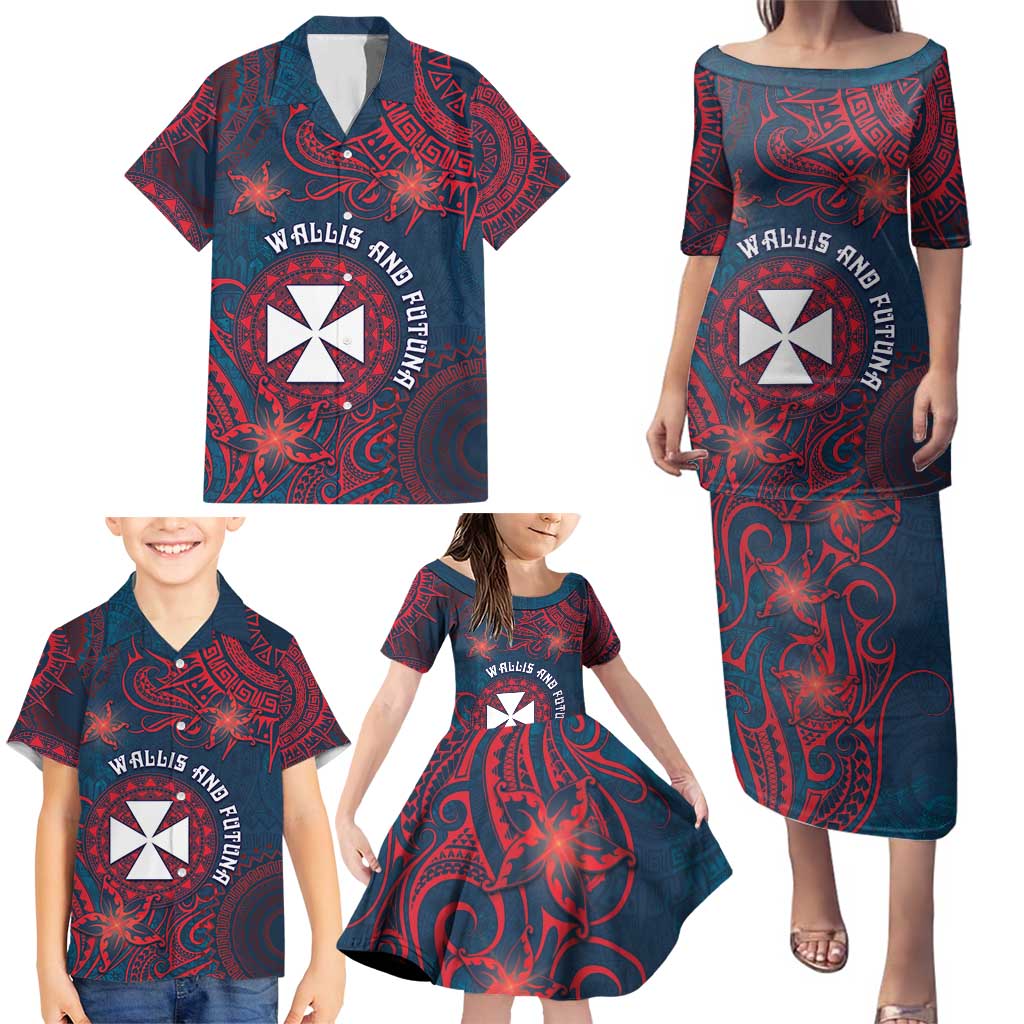 Personalised Wallis And Futuna Family Matching Puletasi and Hawaiian Shirt Hibiscus Polynesian Tribal Pattern DT05 - Polynesian Pride
