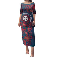 Personalised Wallis And Futuna Family Matching Puletasi and Hawaiian Shirt Hibiscus Polynesian Tribal Pattern DT05 Mom's Dress Navy - Polynesian Pride