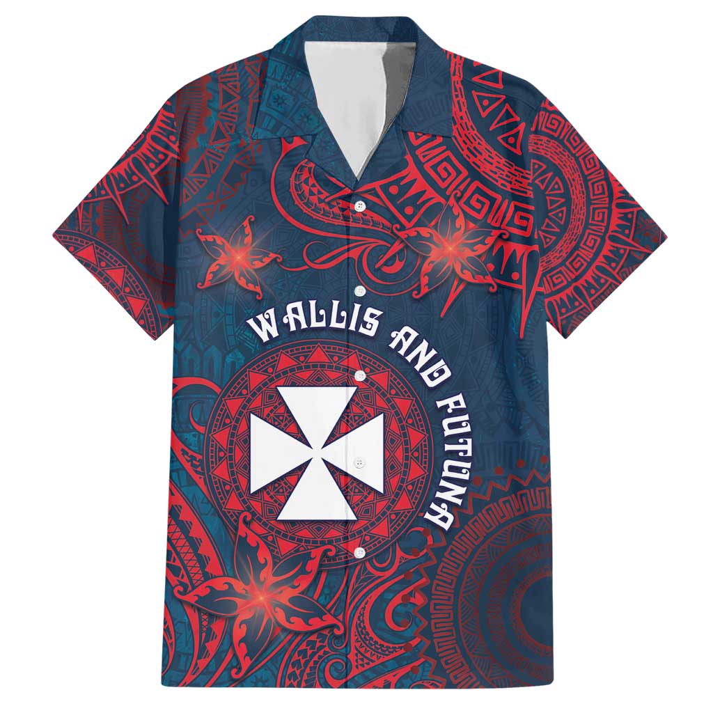 Personalised Wallis And Futuna Family Matching Short Sleeve Bodycon Dress and Hawaiian Shirt Hibiscus Polynesian Tribal Pattern DT05 Dad's Shirt - Short Sleeve Navy - Polynesian Pride