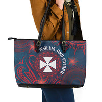 Wallis And Futuna Leather Tote Bag Hibiscus Polynesian Tribal Pattern DT05 - Polynesian Pride