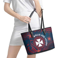 Wallis And Futuna Leather Tote Bag Hibiscus Polynesian Tribal Pattern DT05 - Polynesian Pride