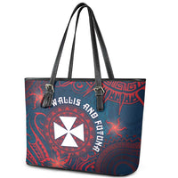 Wallis And Futuna Leather Tote Bag Hibiscus Polynesian Tribal Pattern DT05 - Polynesian Pride