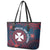 Wallis And Futuna Leather Tote Bag Hibiscus Polynesian Tribal Pattern