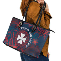 Wallis And Futuna Leather Tote Bag Hibiscus Polynesian Tribal Pattern DT05 - Polynesian Pride