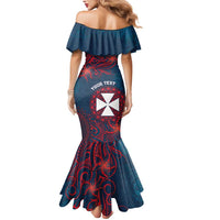 Personalised Wallis And Futuna Mermaid Dress Hibiscus Polynesian Tribal Pattern