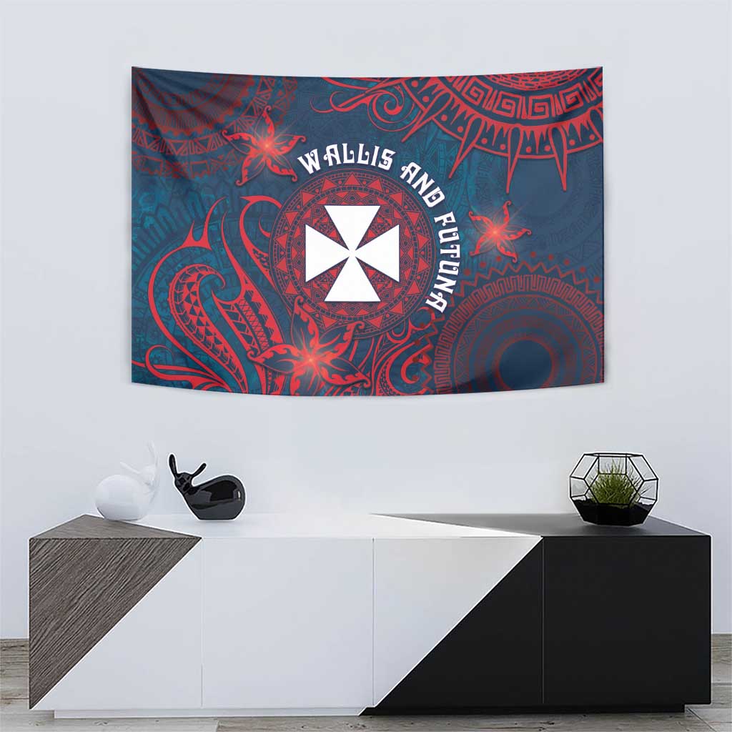 Wallis And Futuna Tapestry Hibiscus Polynesian Tribal Pattern