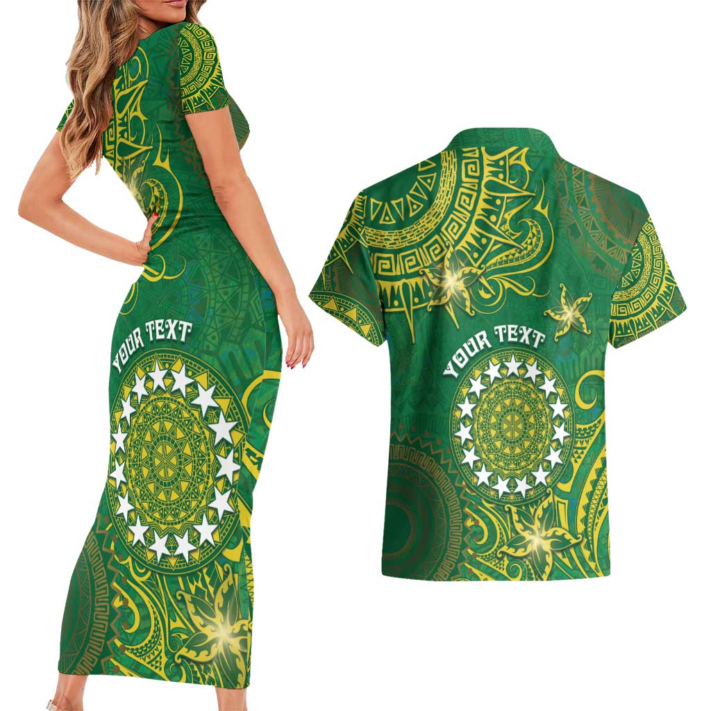 Personalised Cook Islands Couples Matching Short Sleeve Bodycon Dress and Hawaiian Shirt Hibiscus Polynesian Tribal Pattern DT05 - Polynesian Pride