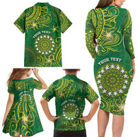 Personalised Cook Islands Family Matching Long Sleeve Bodycon Dress and Hawaiian Shirt Hibiscus Polynesian Tribal Pattern DT05 - Polynesian Pride