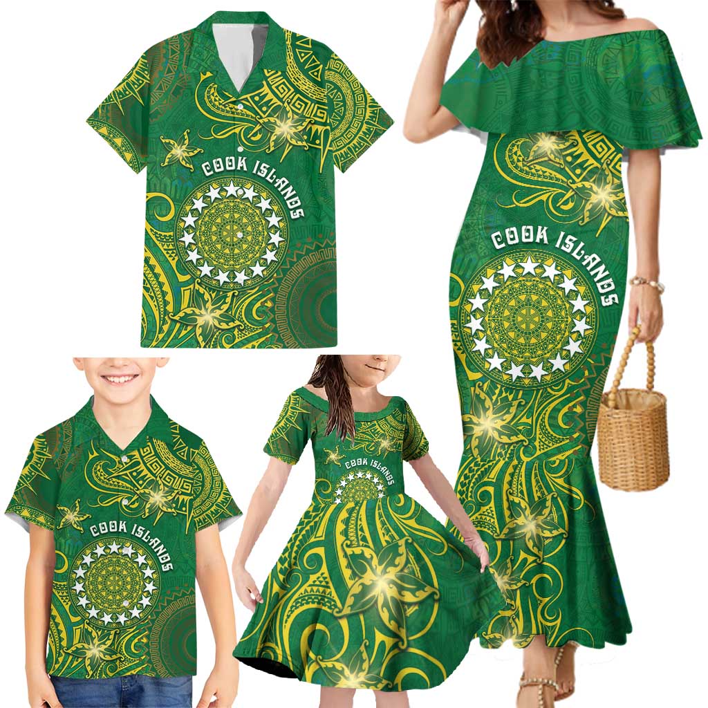Personalised Cook Islands Family Matching Mermaid Dress and Hawaiian Shirt Hibiscus Polynesian Tribal Pattern DT05 - Polynesian Pride