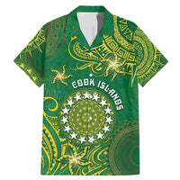 Personalised Cook Islands Family Matching Mermaid Dress and Hawaiian Shirt Hibiscus Polynesian Tribal Pattern DT05 Dad's Shirt - Short Sleeve Green - Polynesian Pride