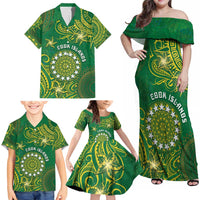 Personalised Cook Islands Family Matching Off Shoulder Maxi Dress and Hawaiian Shirt Hibiscus Polynesian Tribal Pattern DT05 - Polynesian Pride