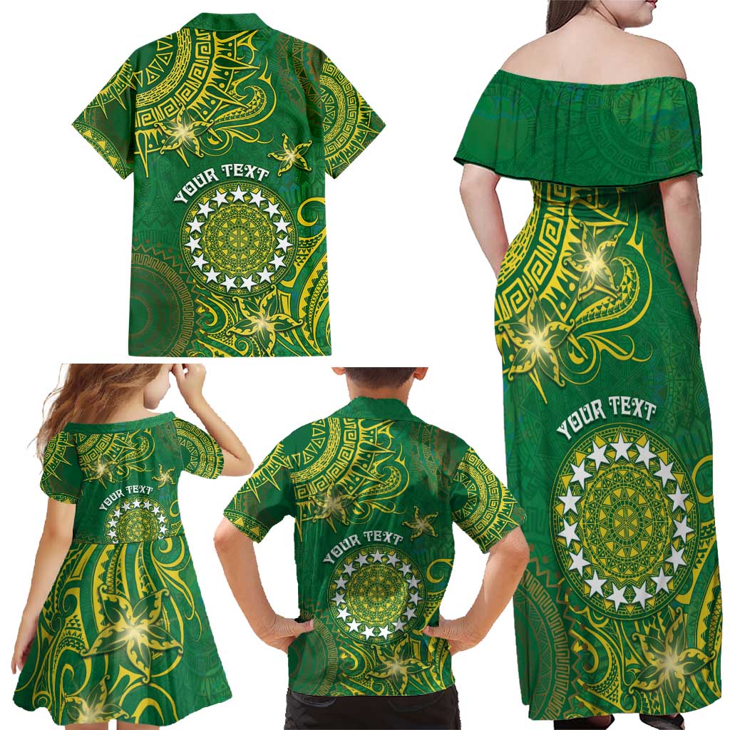 Personalised Cook Islands Family Matching Off Shoulder Maxi Dress and Hawaiian Shirt Hibiscus Polynesian Tribal Pattern DT05 - Polynesian Pride