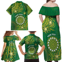 Personalised Cook Islands Family Matching Off Shoulder Maxi Dress and Hawaiian Shirt Hibiscus Polynesian Tribal Pattern DT05 - Polynesian Pride