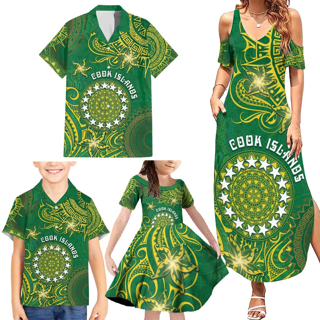 Personalised Cook Islands Family Matching Summer Maxi Dress and Hawaiian Shirt Hibiscus Polynesian Tribal Pattern DT05 - Polynesian Pride