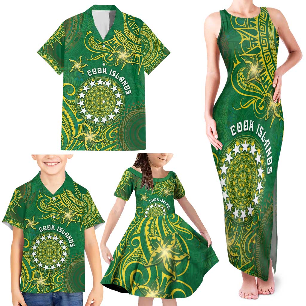Personalised Cook Islands Family Matching Tank Maxi Dress and Hawaiian Shirt Hibiscus Polynesian Tribal Pattern DT05 - Polynesian Pride
