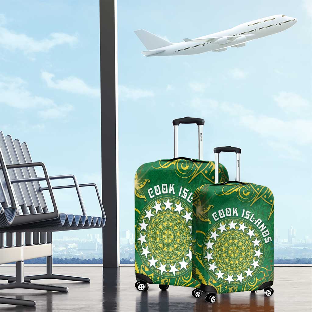 Cook Islands Luggage Cover Hibiscus Polynesian Tribal Pattern