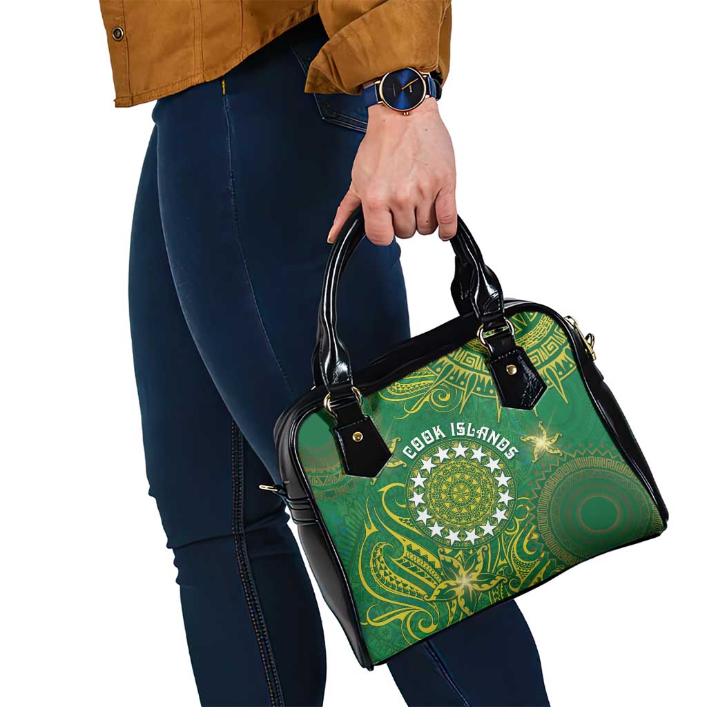 Cook Islands Shoulder Handbag Hibiscus Polynesian Tribal Pattern