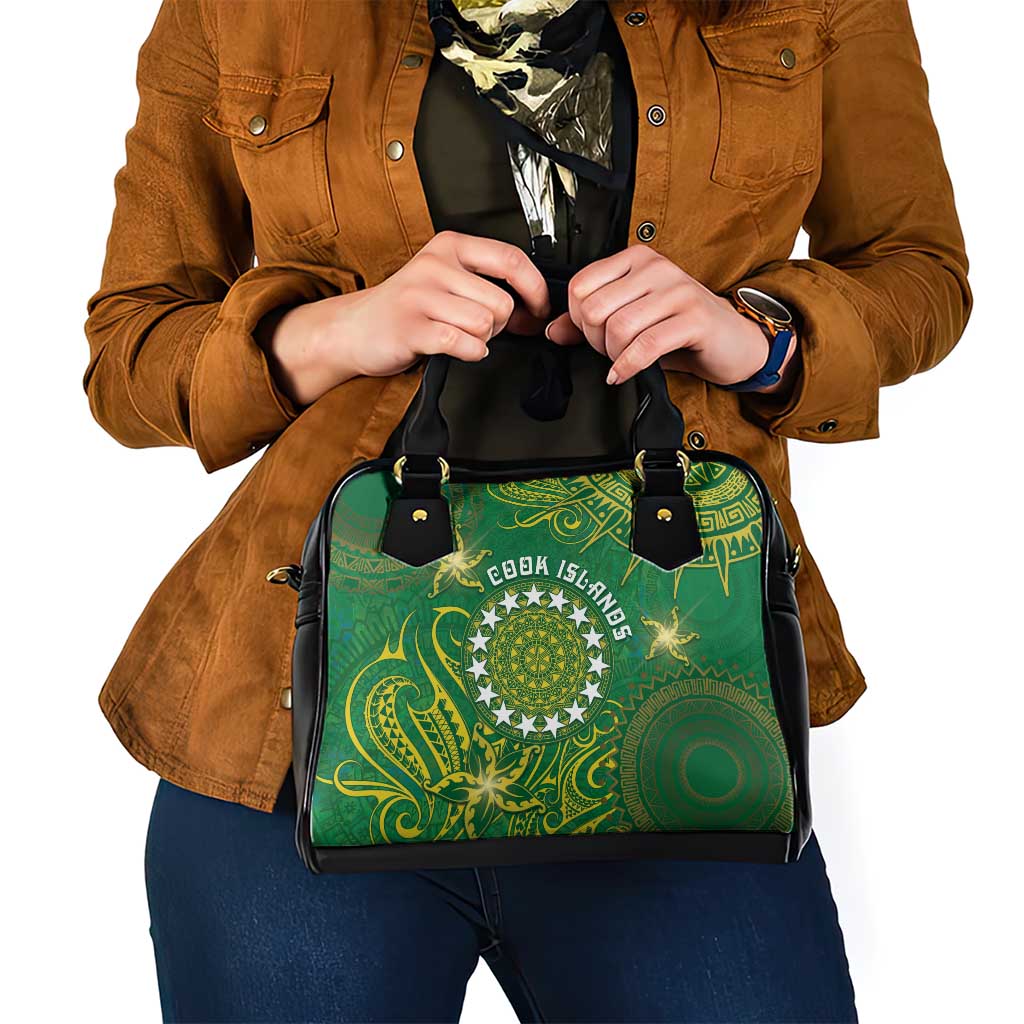 Cook Islands Shoulder Handbag Hibiscus Polynesian Tribal Pattern
