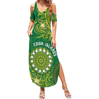 Personalised Cook Islands Summer Maxi Dress Hibiscus Polynesian Tribal Pattern DT05 Women Green - Polynesian Pride