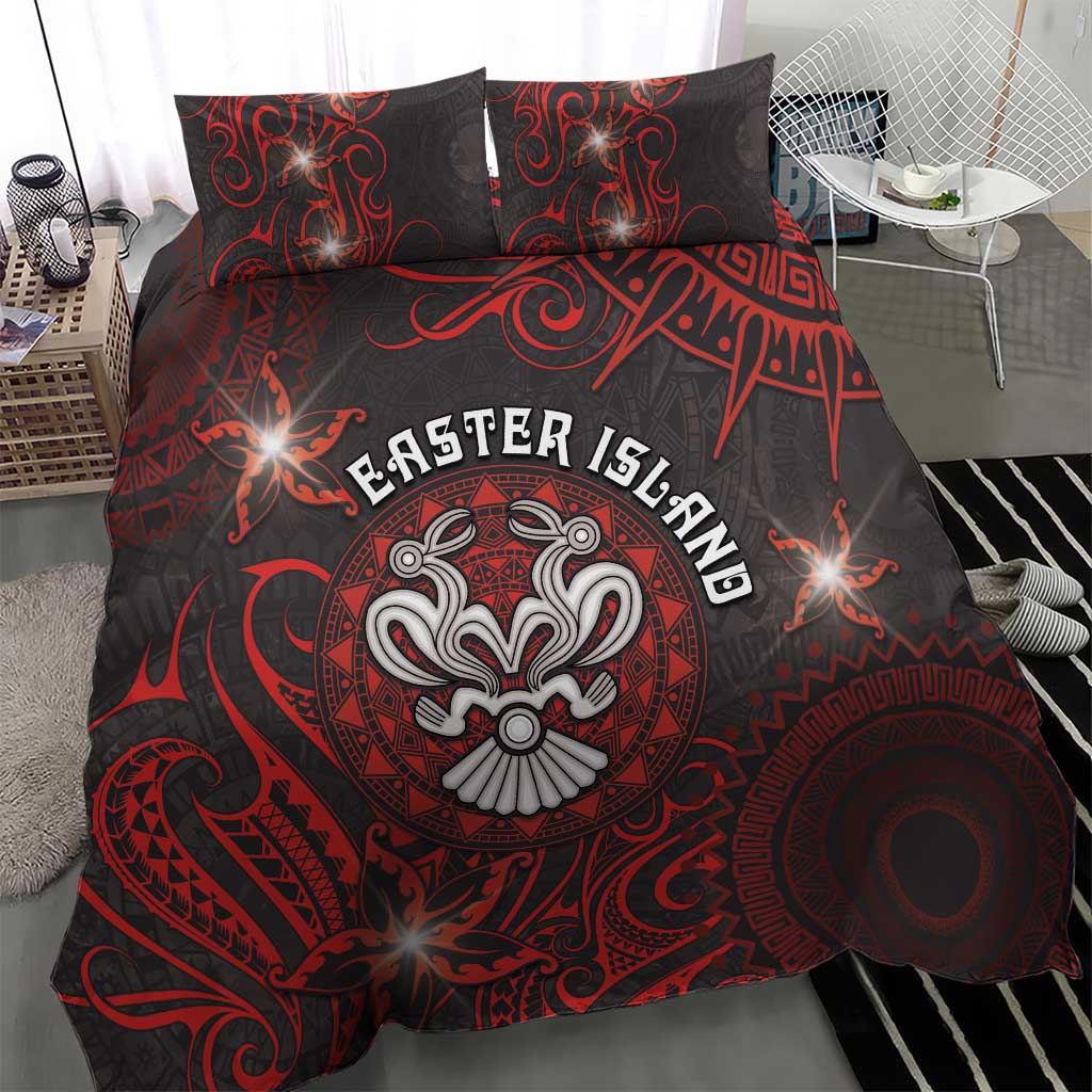 Easter Island Bedding Set Hibiscus Polynesian Tribal Pattern