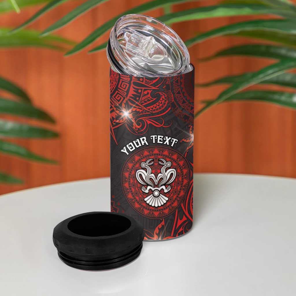 Personalised Easter Island 4 in 1 Can Cooler Tumbler Hibiscus Polynesian Tribal Pattern