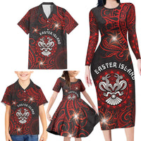 Personalised Easter Island Family Matching Long Sleeve Bodycon Dress and Hawaiian Shirt Hibiscus Polynesian Tribal Pattern DT05 - Polynesian Pride