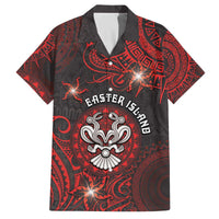 Personalised Easter Island Family Matching Off The Shoulder Long Sleeve Dress and Hawaiian Shirt Hibiscus Polynesian Tribal Pattern DT05 Dad's Shirt - Short Sleeve Black - Polynesian Pride