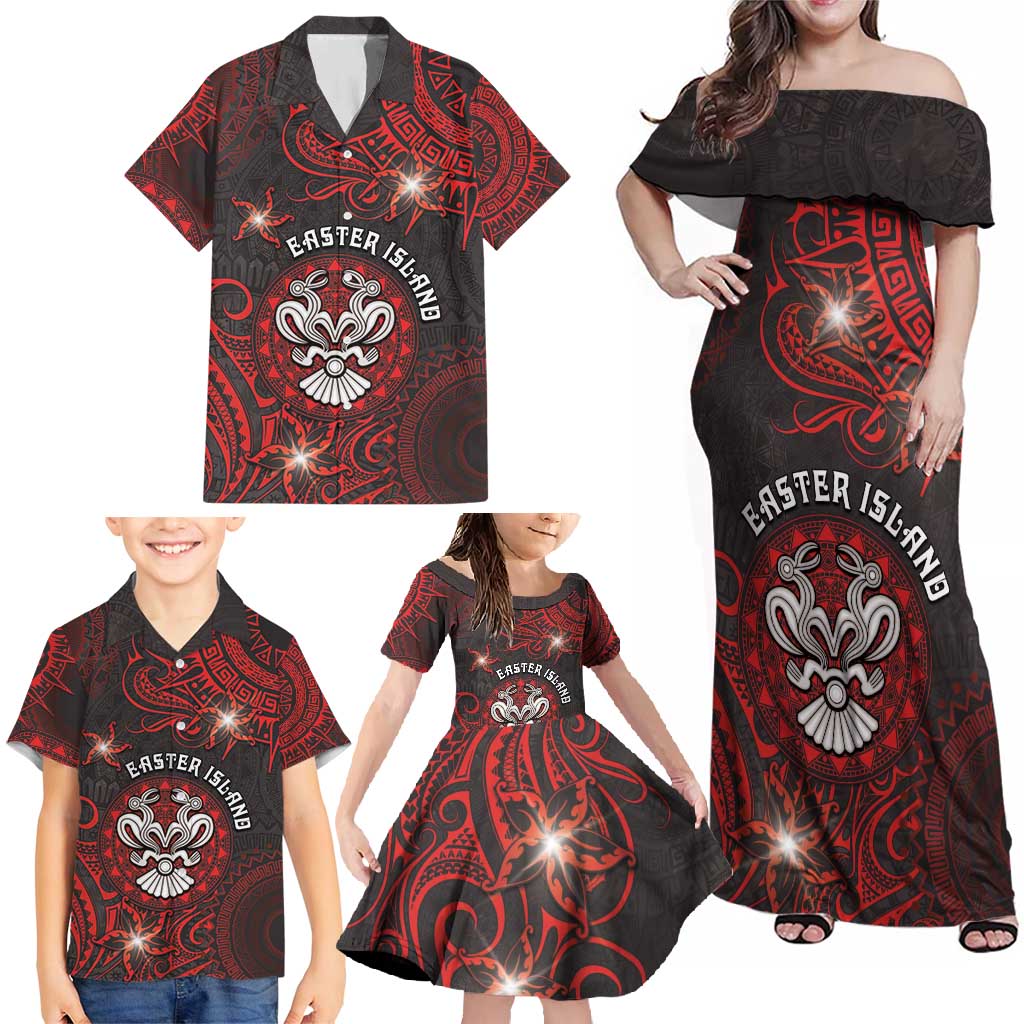 Personalised Easter Island Family Matching Off Shoulder Maxi Dress and Hawaiian Shirt Hibiscus Polynesian Tribal Pattern DT05 - Polynesian Pride