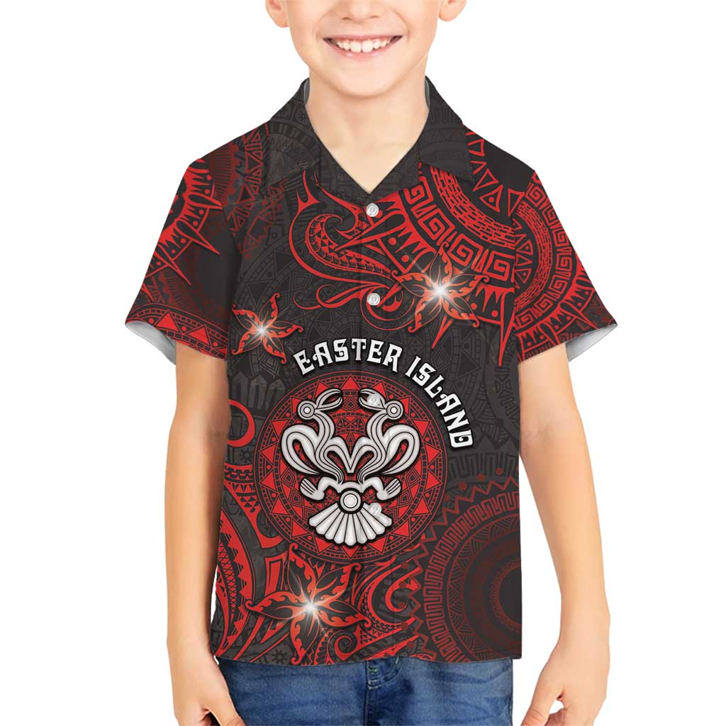 Personalised Easter Island Family Matching Off Shoulder Maxi Dress and Hawaiian Shirt Hibiscus Polynesian Tribal Pattern DT05 Son's Shirt Black - Polynesian Pride