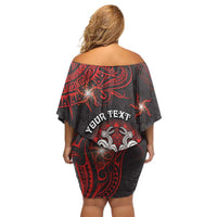 Personalised Easter Island Family Matching Off Shoulder Short Dress and Hawaiian Shirt Hibiscus Polynesian Tribal Pattern DT05 - Polynesian Pride