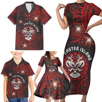 Personalised Easter Island Family Matching Short Sleeve Bodycon Dress and Hawaiian Shirt Hibiscus Polynesian Tribal Pattern DT05 - Polynesian Pride