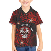 Personalised Easter Island Family Matching Short Sleeve Bodycon Dress and Hawaiian Shirt Hibiscus Polynesian Tribal Pattern DT05 Son's Shirt Black - Polynesian Pride