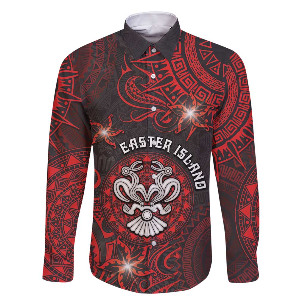 Personalised Easter Island Family Matching Summer Maxi Dress and Hawaiian Shirt Hibiscus Polynesian Tribal Pattern DT05 Dad's Shirt - Long Sleeve Black - Polynesian Pride